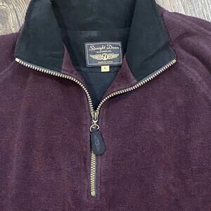 Straight Down Golf Textured Pullover Burgundy 1/4 Zip Mens Large Sweater USA EUC